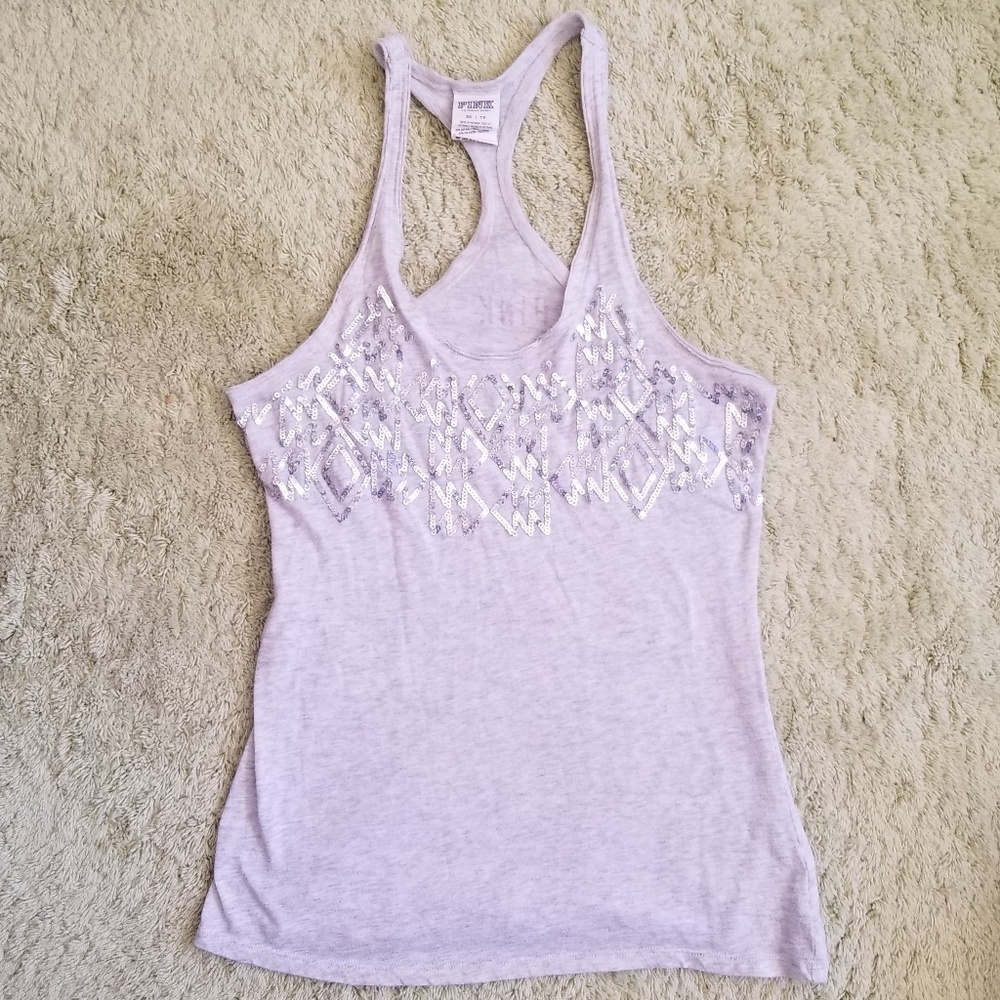 🔴SOLD🔴 VS Pink Gray Tank Silver Sequins